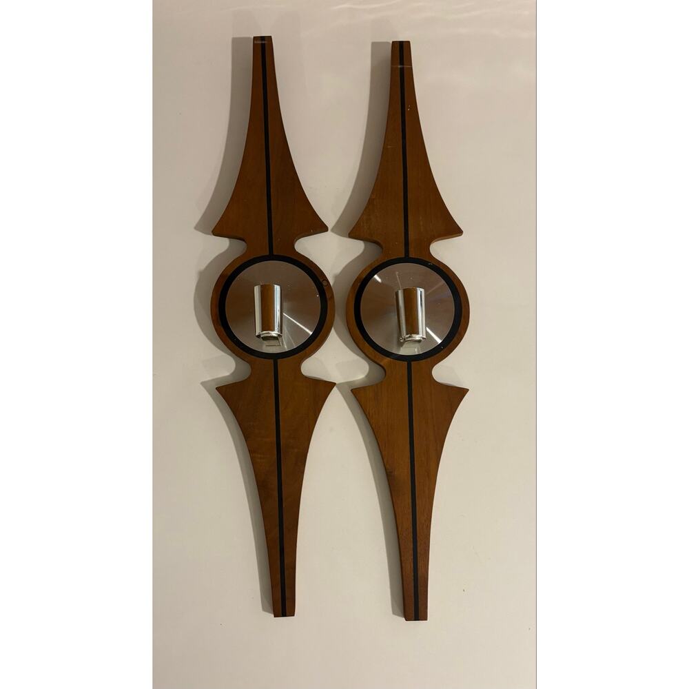 Pair of Vintage MCM Candle Holder Sconces